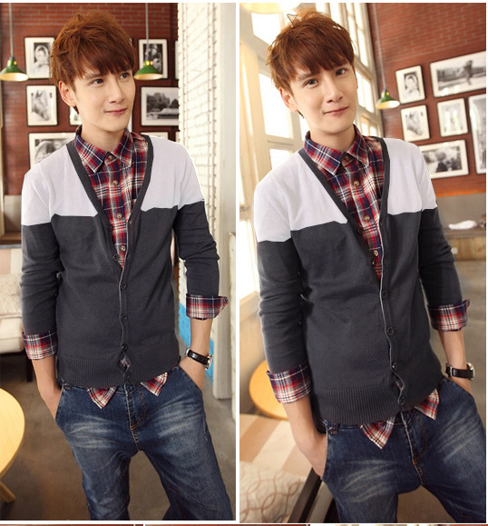 Áo khoác cardigan xám chuột đậm ac079 - 1
