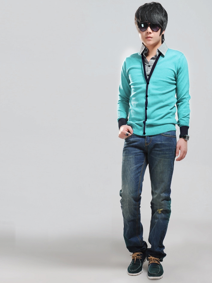Áo khoác cardigan xanh ngọc ac080 - 1