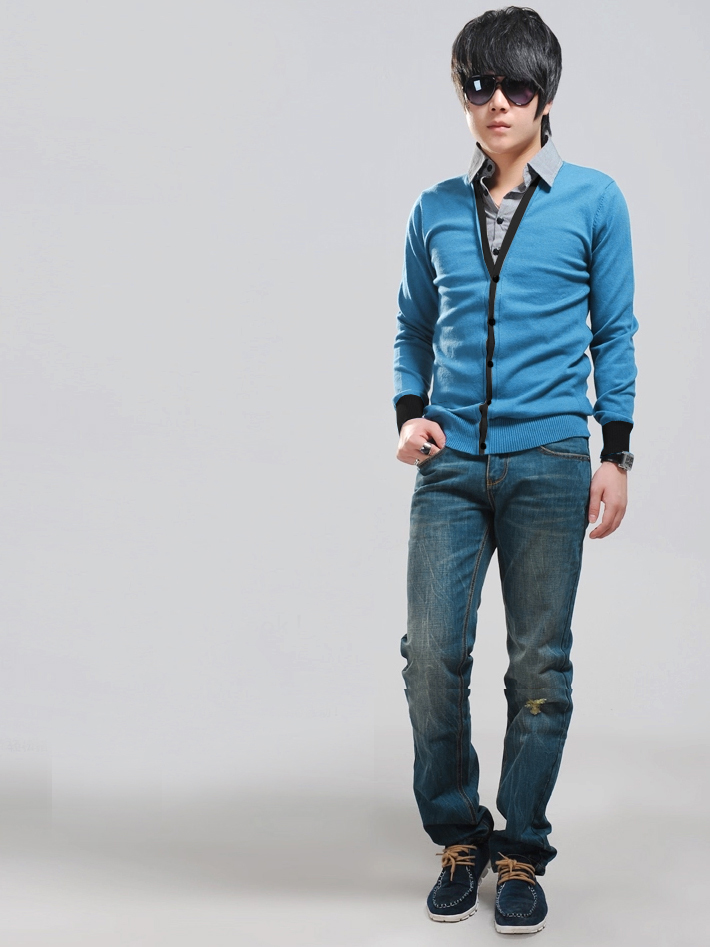 Áo khoác cardigan xanh ya ac080 - 1