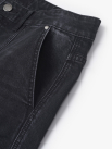 Quần Short Jeans Đen Túi Chéo Wash Bạc Form Straight QS052