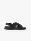 Dép sandal quai chéo da Microfiber đế TPR - DE006 Màu Đen