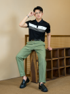 Áo Polo Rayon In Logo Tròn M Form Regular PO164 Màu Đen