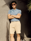 Quần Short Linen Xếp Ly Form Straight QS070 Màu Be Nhạt