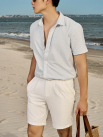 Quần Short Linen Xếp Ly Form Straight QS070 Màu Trắng