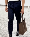 Quần Tây Sidetab Gắn Dây 3 Sọc Form Slimfit QT065 Màu Đen