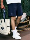 Quần Short Thể Thao In Logo 4Men Club Form Regular QS079 Màu Xanh Đen