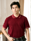 Áo Polo Dệt Kim Gân Nổi Form Regular PO176 Màu Đỏ Đô