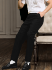 Quần Tây Sọc Vải Rayon Lưng Thun Form Regular QT072 Màu Sọc Đen