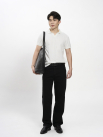 Áo Polo Sọc Chìm Cổ V Form Regular PO189 Màu Trắng