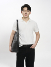 Áo Polo Sọc Chìm Cổ V Form Regular PO189 Màu Trắng