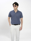 Áo Polo Sọc Chìm Cổ V Form Regular PO189 Màu Xanh Đá