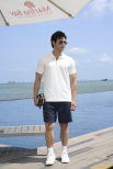 Áo Polo Trụ 3 Sọc Form Regular PO190 Màu Trắng