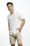 Áo Sơ Mi Linen Xước Ngắn Tay Form Regular SM203 Màu Trắng