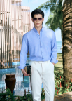 Áo Sơ Mi Oxford Sọc Cổ Button - Down Form Regular SM207 Sọc Xanh Biển