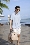 Áo Sơ Mi Seersucker Ngắn Tay Form Regular SM204 Màu Xanh Biển