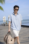 Áo Sơ Mi Seersucker Ngắn Tay Form Regular SM204 Màu Xanh Biển