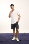 Quần Short Cool-X In Logo Form Straight QS084 Xanh Đen