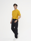 Áo Polo Trơn Signature Phối Dây Sọc Form Regular PO134 Màu Vàng