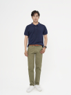 Quần Kaki Trơn Signature Gắn Tag Kim Loại Form Slimfit QK028 Màu Rêu