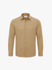 Áo Sơ Mi Herringbone Nẹp Dấu Khuy Form Regular SM211 Màu Be Đậm