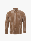 Áo Sơ Mi Sọc Cổ Button Down Form Relaxed SM212 Màu Nâu