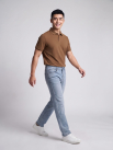 Quần Jeans Thêu 3 Sọc Ở Túi Form Straight QJ128 Màu Xanh