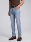 Quần Jeans Thêu 3 Sọc Ở Túi Form Straight QJ128 Màu Xanh