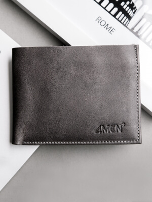 Ví Da Nam Màu Xám Chuột Đậm BV167
