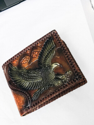 Ví Da Điêu Khắc Màu Bò BV215