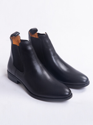 Giày Chelsea Boot Da Trơn Màu Đen G218