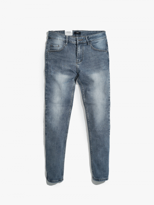 Quần Jeans Xước Form Slimfit QJ010 Màu Xanh