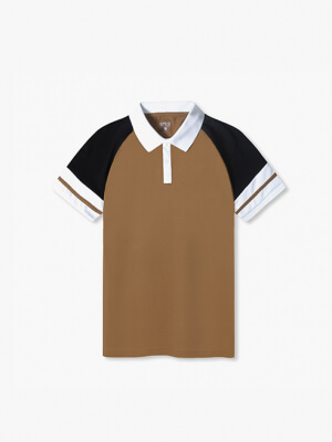 Áo PoLo Regular Phối Vai PO063 Màu Nâu