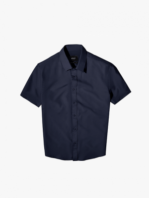 Áo Sơ Mi Trơn Tay Ngắn Form Regular SM087 Màu Xanh Đen
