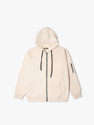 Áo Hoodie Nỉ Regular Túi Đắp AH002 Màu Be