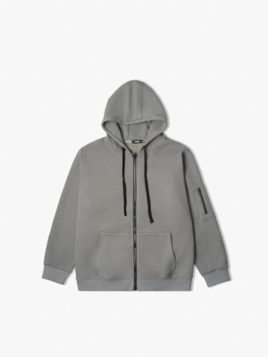 Áo Hoodie Nỉ Regular Túi Đắp AH002 Màu Xám