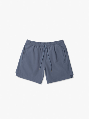 Quần Short Dù In Wave Form Regular QS045 Màu Xám Xanh