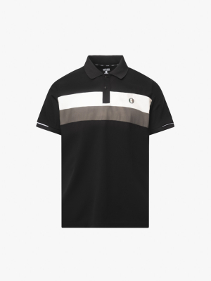 Áo Polo Rayon In Logo Tròn M Form Regular PO164 Màu Đen
