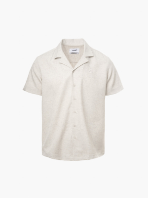 Áo Sơ Mi Linen Xám Thêu Hình Mỏ Neo 4M Form Regular SM186 Màu Xám