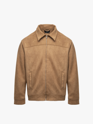 Áo Khoác Da Lộn Dây Kéo Form Regular AK079 Màu Bò