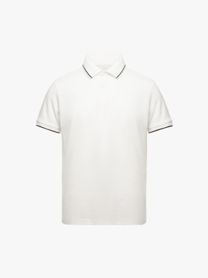 Áo Polo Phối Bo Cổ Dệt Mè Form Regular PO173 Màu Trắng