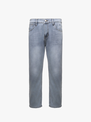 Quần Jean Rã Diễu Thêu Huy hiệu 4MEN Form Regular QJ120 Màu Xanh Biển Nhạt