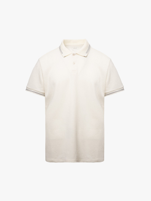 Áo Polo Dệt Kim Gân Nổi Form Regular PO176 Màu Trắng