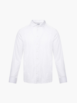 Áo Sơ Mi Diễu Ly Hạn Chế Nhăn Wrinkle X Thêu Peakhour Form Slimfit SM182 Màu Trắng