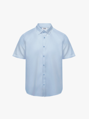 Áo Sơ Mi Tay Ngắn Trơn SM087 Màu Xanh Biển