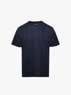 Áo Thun Dệt Kim Họa Tiết Form Slimfit AT182 Màu Xanh Đen