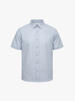 Áo Sơ Mi Seersucker Ngắn Tay Form Regular SM204 Màu Xanh Biển