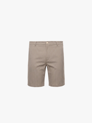Quần Short Linen Sọc Form Straight QS086 Màu Be Đậm