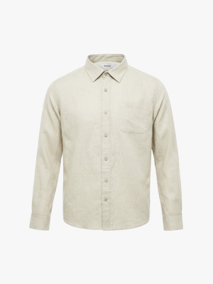 Áo Sơ Mi Linen Thêu Logo Cánh Buồm Phía Sau Form Relaxed SM208 Màu Be Nhạt