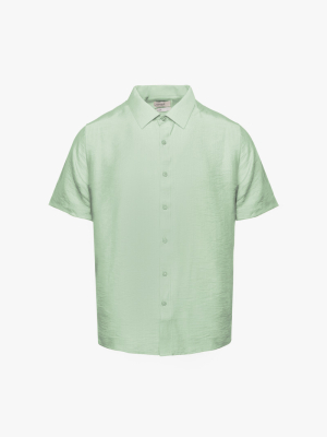 Áo Sơ Mi Linen Xước Ngắn Tay Form Regular SM203 Xanh Bạc Hà