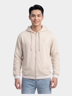 Áo Hoodie Phối Bo Sọc Thêu Logo Sọc Ở Cổ Tay Form Regular AH007
